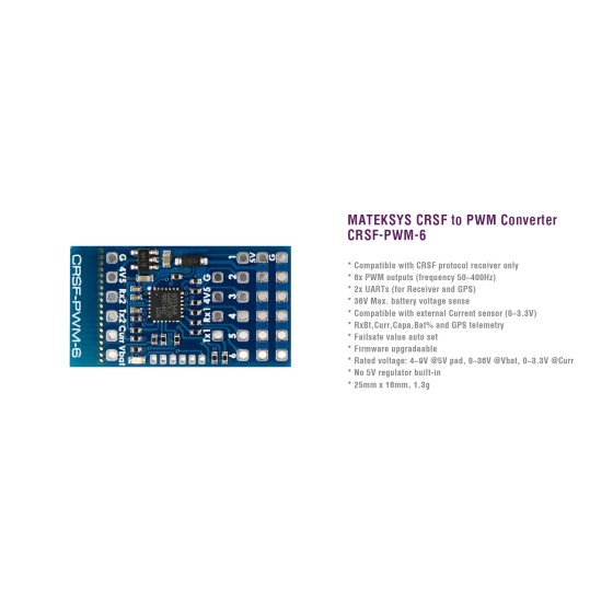 MATEK CRSF to PWM Converter PWM-6PWM-C PWM-B for TBS Crossfire Nano SE RC Racing Drones